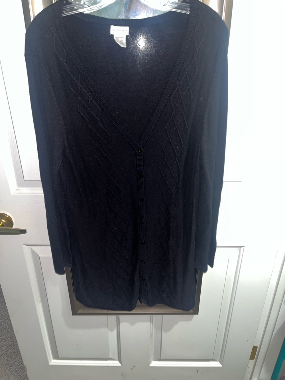Jaclyn smith Black Cable-Knit Button Cardigan Sweater